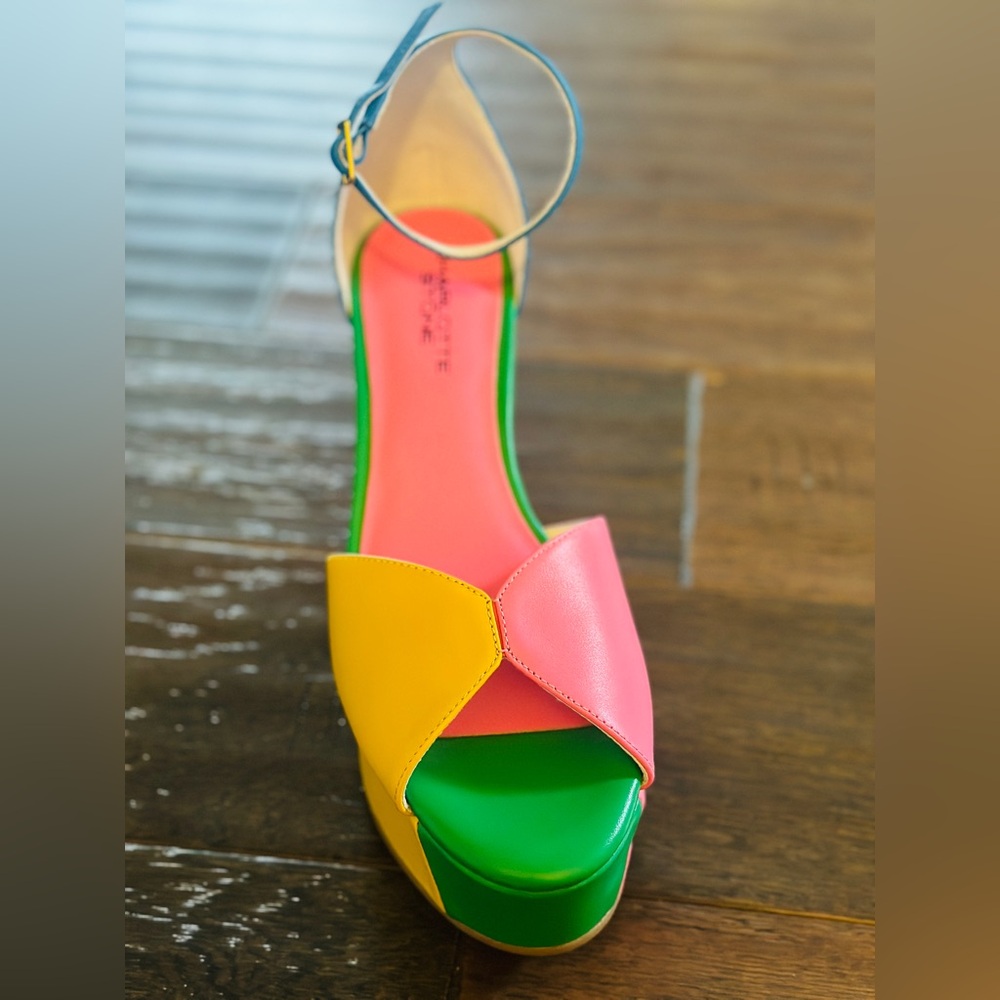 Charlotte Stone Peep Toe Platforms - Multicolored